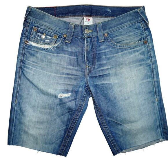 True Religion Ricky Section Distressed Cutoff Shorts – Made in USA – Size 34
